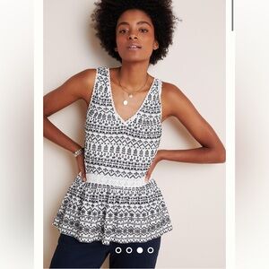 Maeve Cammie embroidered peplum top